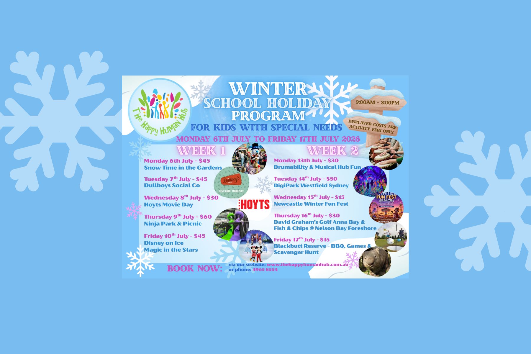 winter school holidays Happy Human Hub